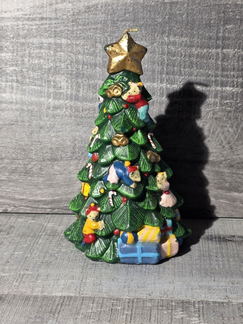 Vintage Christmas Tree Candle 3D with Christmas Mice 7.5" Mouse g67c